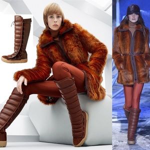 Genuine Leather & Suede Quilted Winter Boots Sz 7